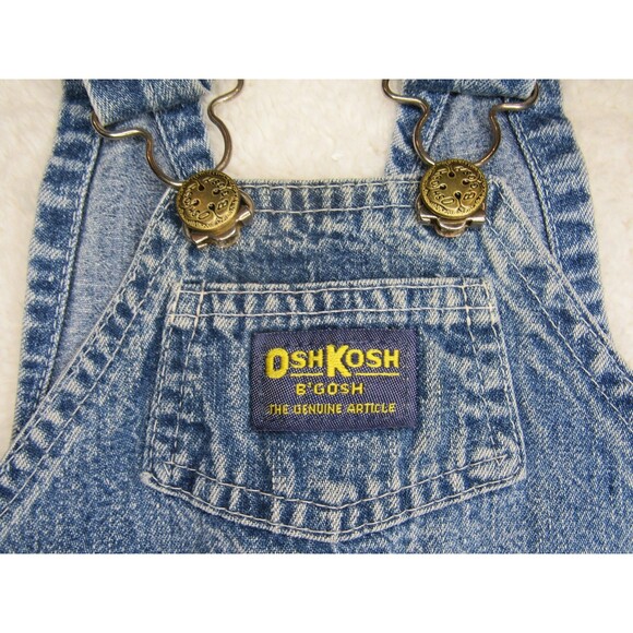 Vintage OshKosh B'Gosh Overalls Vestbak Genuine Shorts Denim Baby 3-6M USA - Picture 3 of 11